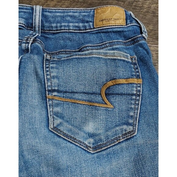 American Eagle Super Stretch X Skinny Denim Jeans Size 2 Long Slight Distressed - Picture 5 of 11
